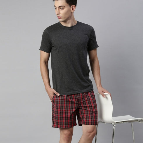 Red Checks Lounge Short